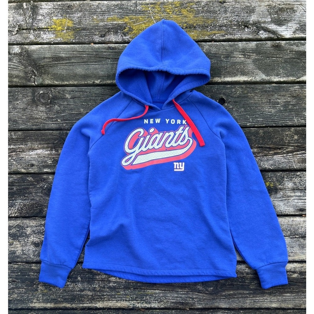 Fanatics New York Giants Hoodie Womens Small Blue Pullover Raglan‎ NFL
